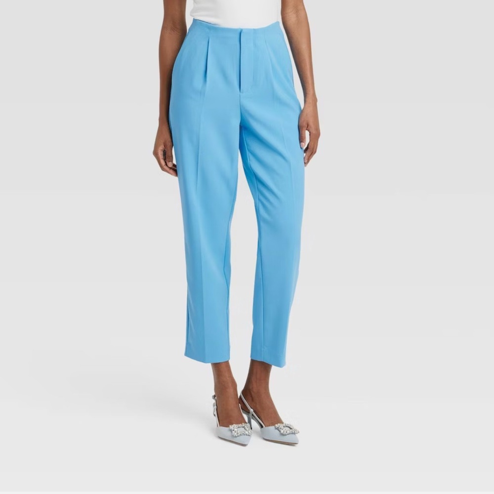 a new day Light Blue Cropped Pleated Ankle Pants